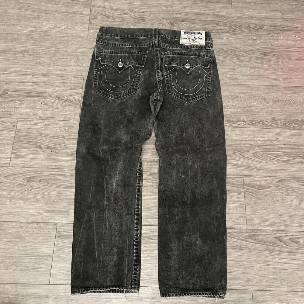 True Religion World Tour Men's Straight Slim Leg Stone Wash Denim Jeans 34x28 - Picture 6 of 8